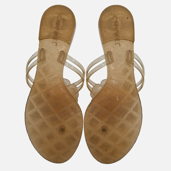 CHANEL Camelia Rubber Thong Sandals Size 38 - Picture 4 of 11